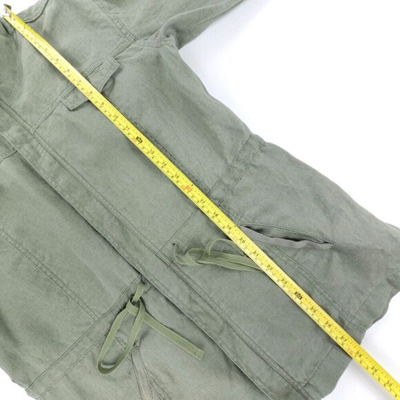 NEW Michael Stars Linen Utility Jacket Button Down Olive Green Minimal Luxury - Picture 5 of 8